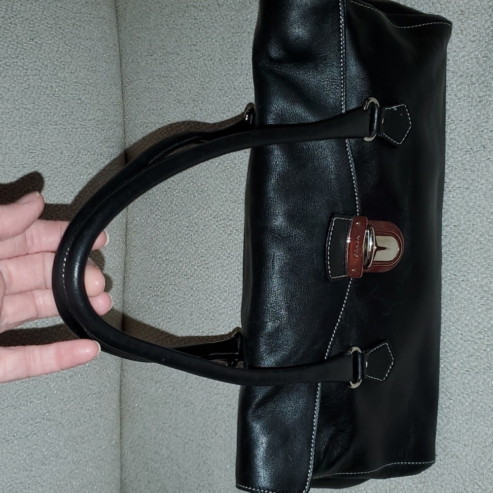 Prada Semitracolla Vitello Daino Nylon & Leather Shoulder Bag Purse - Picture 7 of 16